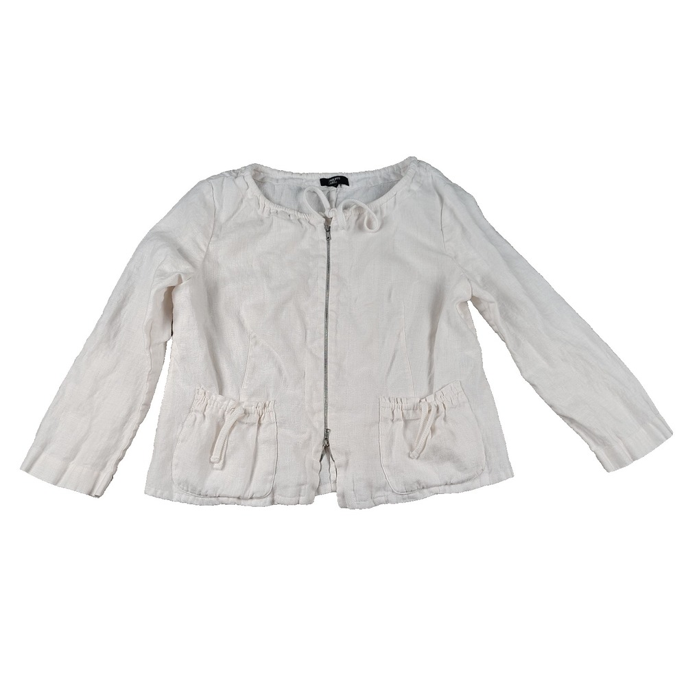Paris Philippe‎ ADEC Womens Jacket 10 Linen Full Zip Long Sleeve Pocket E04V25LN